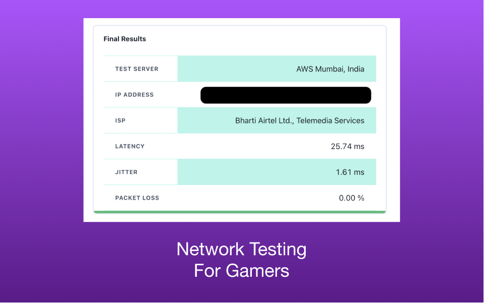 Gaming Network Benchmark Screenshot